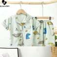 thumbnail image 2 of Pijamas de dibujos animados para niños y niñas, camisa de manga corta con solapa, Tops con pantalones cortos, conjuntos de ropa de dormir para primavera y verano, 2023, 2 of 4