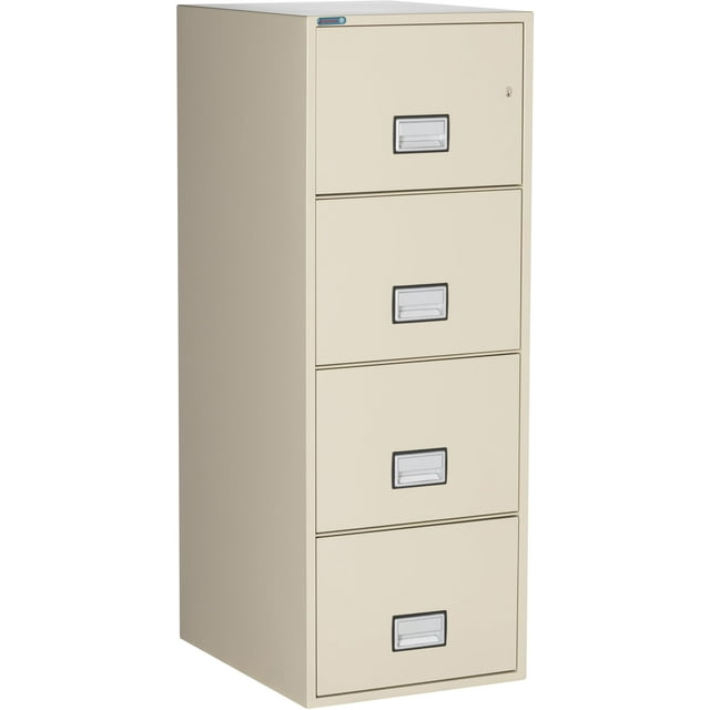 PHOENIX SAFE Fireproof File Cabinet – 4-Drawer Vertical, 25" – Legal & Letter Size – Locking Filing Cabinet with Key Lock & Hanging Rails – Water Seal – Impact Rated – Putty Color – LGL4W25P