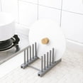 thumbnail image 3 of Basiess Shelving Wall Mounted Clearance! 1X Dish Rack Stand Plastic Decor Shelf Storage Holder Lid Cooking Kitchen Tool Pot Kitchen Kitchen，Dining & Bar Grey, 3 of 4