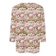 thumbnail image 4 of asdoklhq Christmas Long Sleeve T Shirt Women Fashionable Women's Pullover Printed Casual Round Neck 3/4 Sleeve Top Khaki 5X, 4 of 5