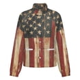 thumbnail image 5 of Jackets for Women Winter Coat Jackets Flannel Stand Collar Jacket(Vintage USA Flag,Size:S-4XL), 5 of 7