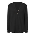 thumbnail image 4 of ZJXFGS Womens Plus Size Casual Shirts Blouses for Women Dressy Long Sleeve Shirt for Women Women Long Sleeve Tops Cute Tops Womens Tops 3/4 Length Sleeve Black 2XL, 4 of 5