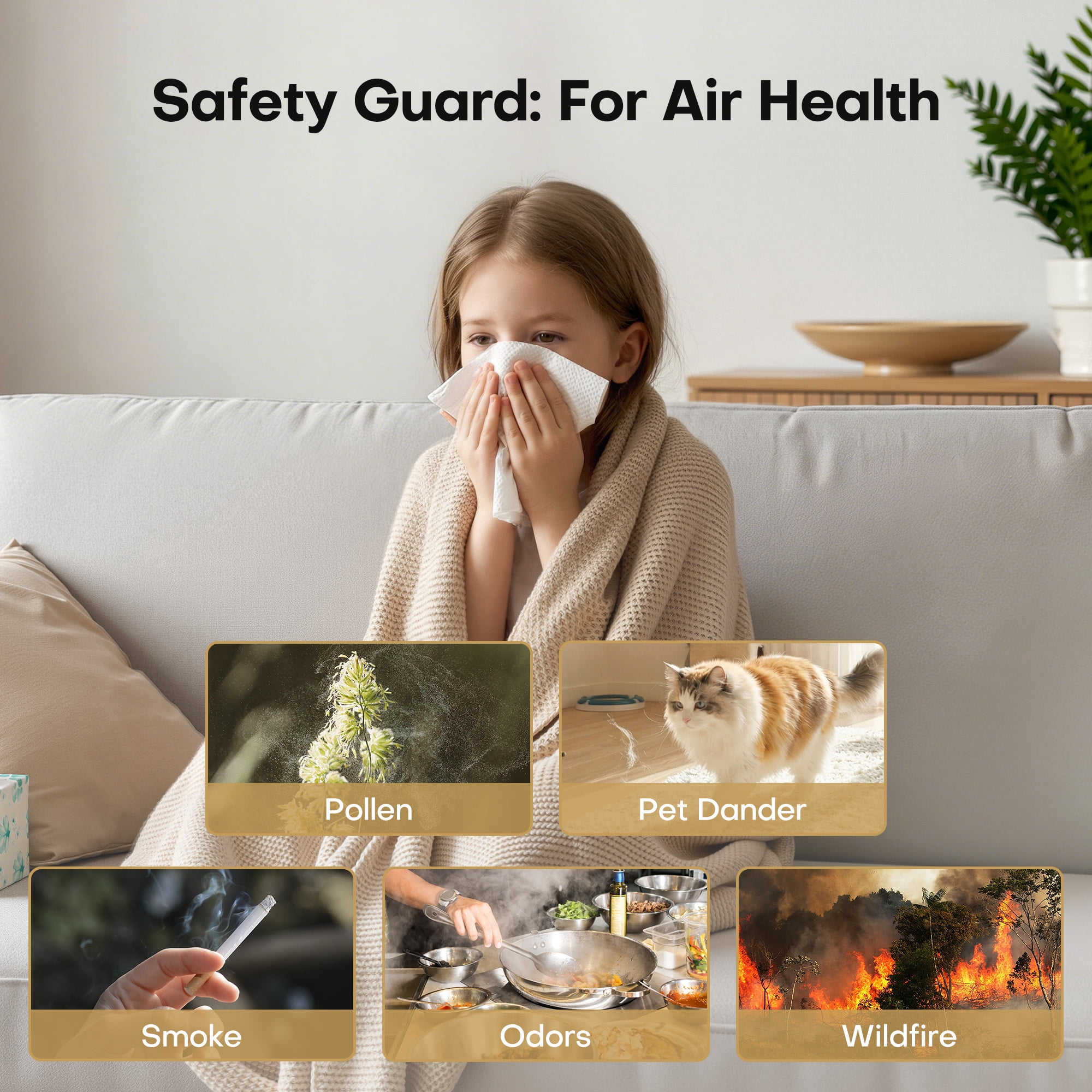 ALROCKET Air Purifier for Home, Smart WIFI, PM2.5 Digital Display, Auto Mode, 3-Layer Filter with 5 Speeds & Timer, Removes Wildfire Smoke, Dander, Dust, Pollen, Covers 600 ft²/2H