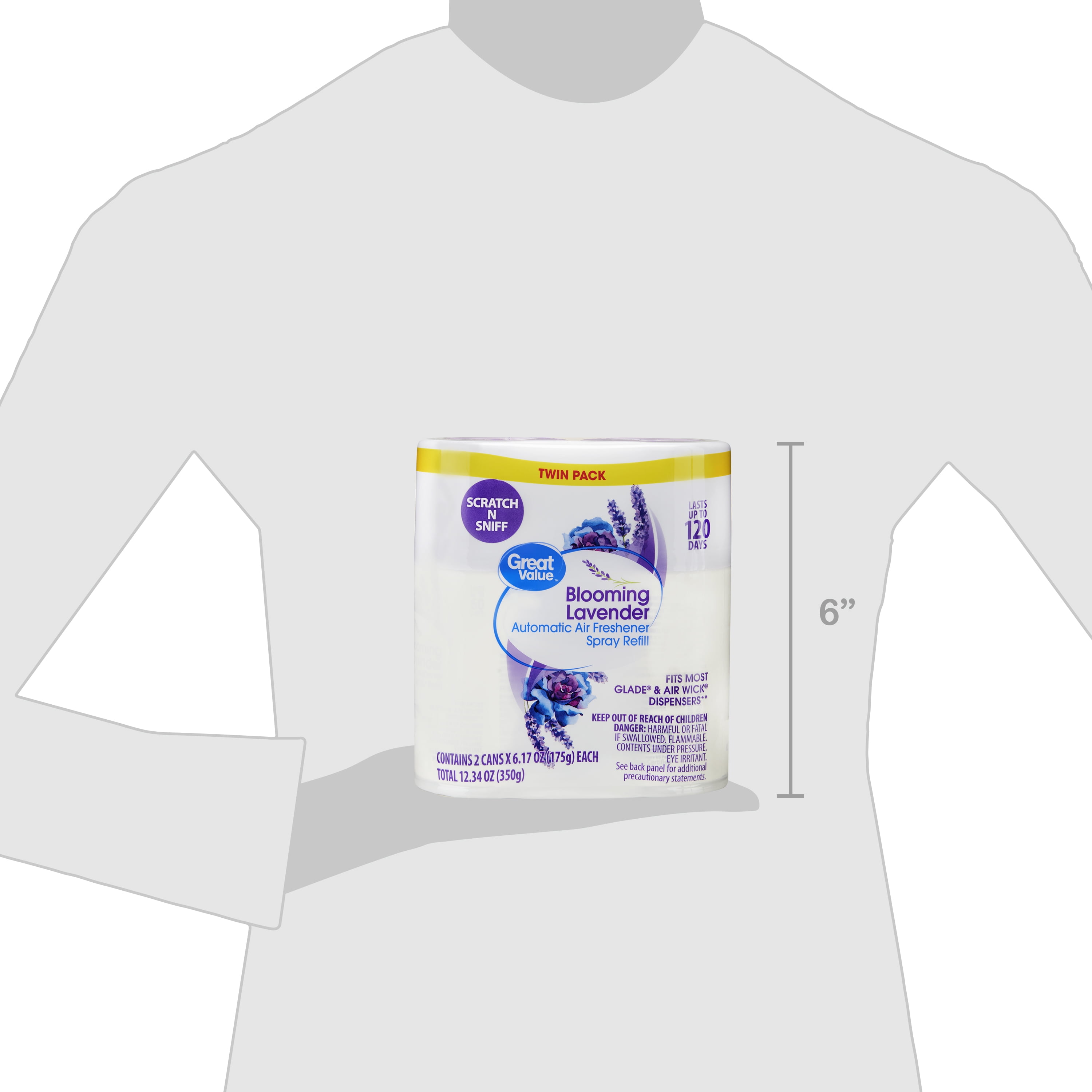 Great Value Automatic Air Freshener Spray Refill, Blooming Lavender, 12.34 oz, 2 Count