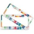 thumbnail image 2 of 2 Pieces Colorful Line Design License Plate Cover Farmhouse Stripe Check License Plate Cover License Plate Novelty License Plate Frame Stainless Aluminum 2 Holes for Women, 2 of 6