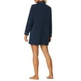 thumbnail image 3 of CAMISA DE SUEÑO DE MANGAS LARGAS PARA MUJER INSPIRADA CHIC, CON SOLAPA Y BOTONES, NOCHE DE VESTIDO M AZUL MARINO, 3 of 6