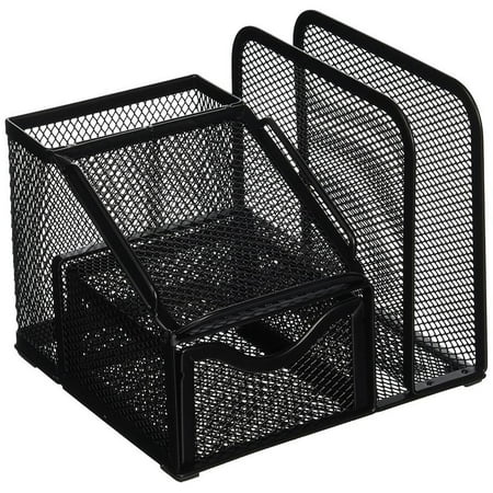 Refillable Notepad Holder - Greenco Mesh Office Supplies Desk Organizer With Note Pad Holder, Black