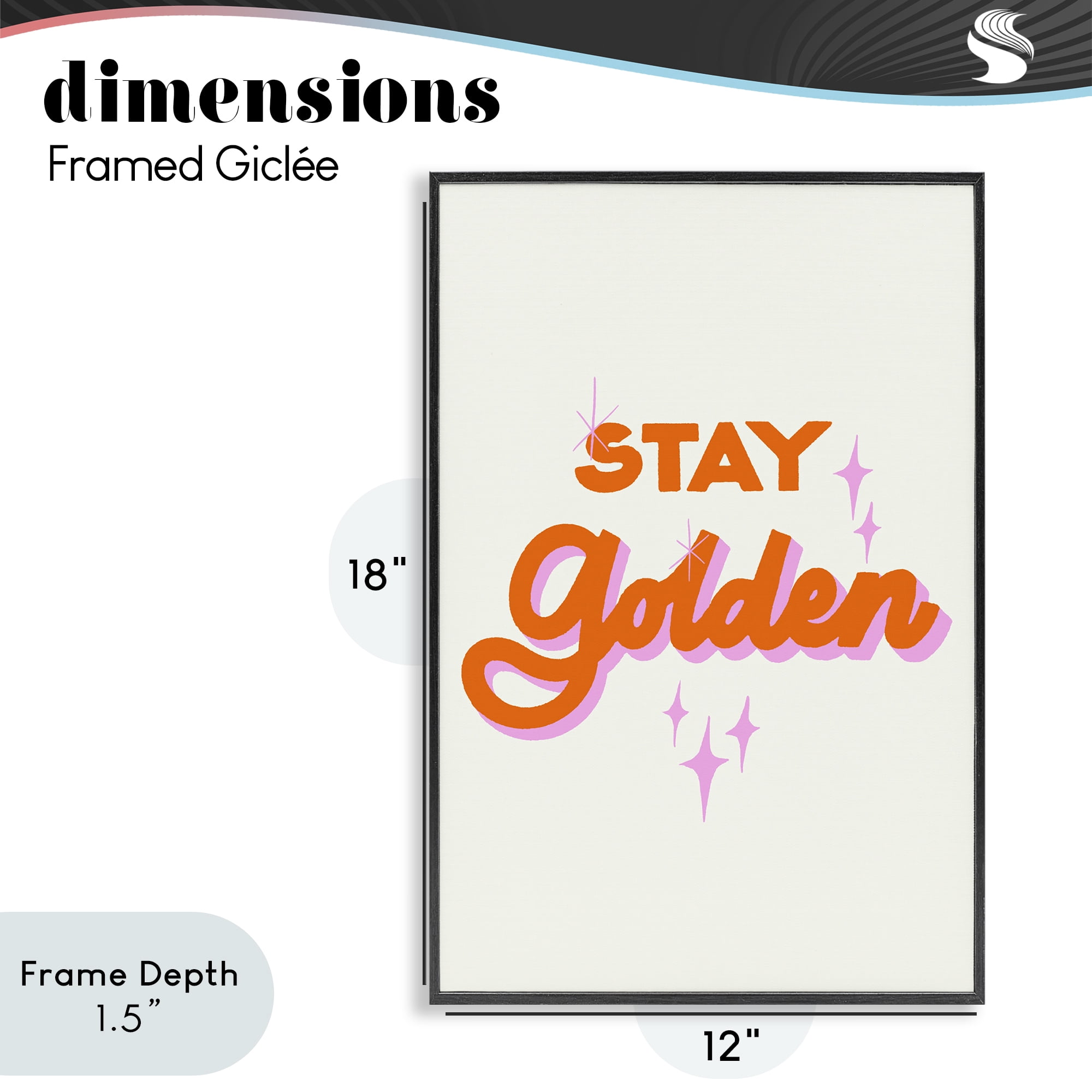 Stupell Industries Stay Golden Retro Letters Black Framed Giclee Art, design by Indira Prieto | IndySign
