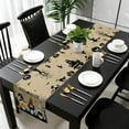 thumbnail image 4 of Halloween Table Runner, Halloween Crow Pumpkin Bat and Retro Backgound Rustic Table Runner for Holiday Birthday Party Kitchen Dining Table Home Decor, 14x72in, 4 of 8