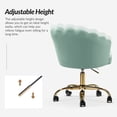 thumbnail image 7 of Vanity Makeup Desk Chair Velvet Shell Backrest Home Office Chair Upholstered Swivel Adjustable Gold Metal Base Bedroom Sage, 7 of 7