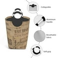 thumbnail image 4 of XMXT Large Collapsible Laundry Hamper, News Old Fashioned Prints Laundry Basket with Aluminum Handle, 50L Brown, 4 of 7
