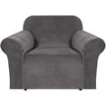 thumbnail image 1 of Stretch Velvet Armchair Cover Couch Covers 1 Cushion Chair Slipcover for Living Room Furniture Cover Crafted from Thick Comfy Rich Velour- grey, 1 of 5