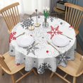 thumbnail image 3 of Multicolor Christmas Snowflake Pattern Round Tablecloth 60"x60",Wrinkle Wipeable Table Cloth for Kitchen Dining Room Picnic Patio Party, 3 of 6