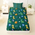 thumbnail image 3 of Erosebridal Green Yellow Dinosaur Twin Sheet Sets,Multicolor Dino Lovely Cute Animals Bedding For Boys Kids 3-Piece, 3 of 6
