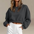 thumbnail image 4 of cocolona Womens Cropped Sweatshirts Long Sleeve Crew Neck Shirts Base Solid Color Loose Pullover Fall Tops, 4 of 5