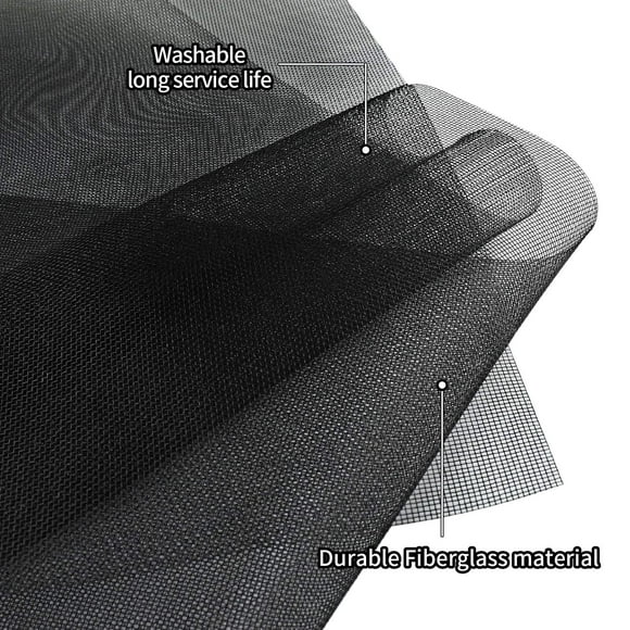 Yoochee Window Screen Replacement - DIY Custom Adjustable Fiberglass Screen Mesh - Durable Screen Roll for Windows Doors and Patio Screen (39" x 118", Charcoal/Black)