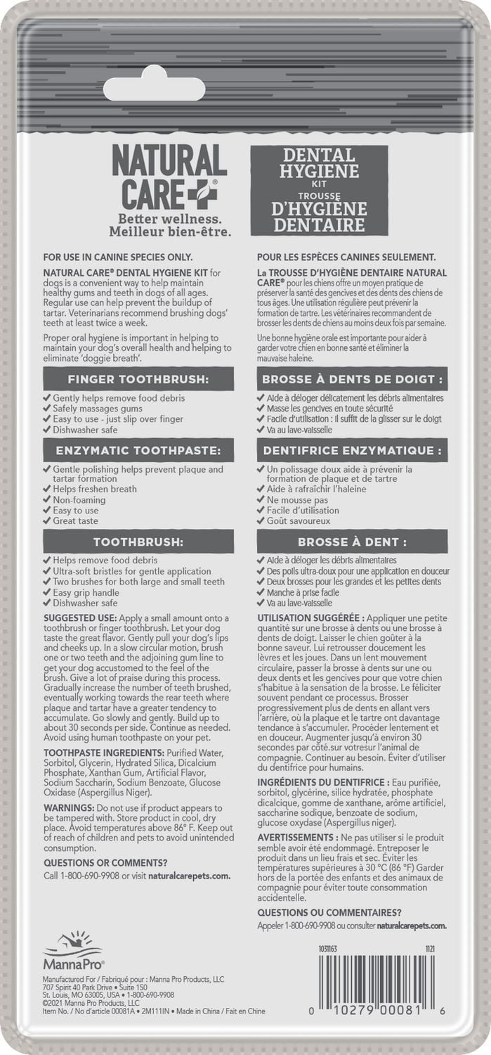 Natural Care Dental Hygiene Dog Dental Care Kit, 3 Pack Dental Kit