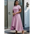 thumbnail image 2 of Women'S Elegant Casual Short Sleeve Work Party A-Line Dress Light Pink XXL, 2 of 8