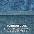 thumbnail image 4 of FurHaven Pet Products Faux Fur & Velvet Pillow Sofa Pet Bed for Dogs & Cats - Harbor Blue, Jumbo, 4 of 8
