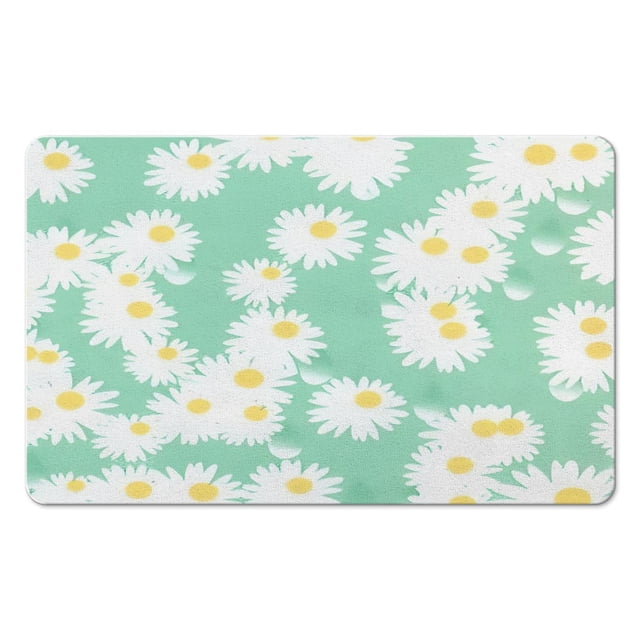 Enhance Your Bath Experience Cute Daisy Bath Mat, Non-Slip and Machine Washable