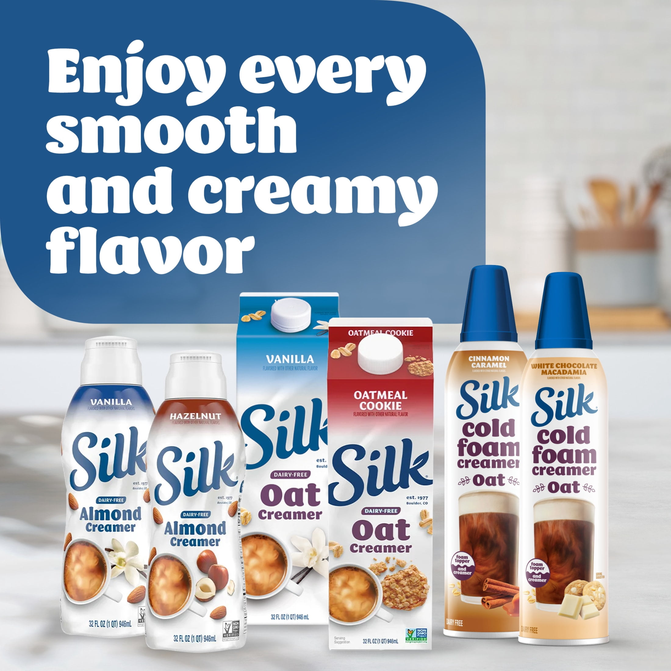 Silk Plant-Based Cold Foam Creamer, White Chocolate Macadamia Oat Creamer, 14 oz Can