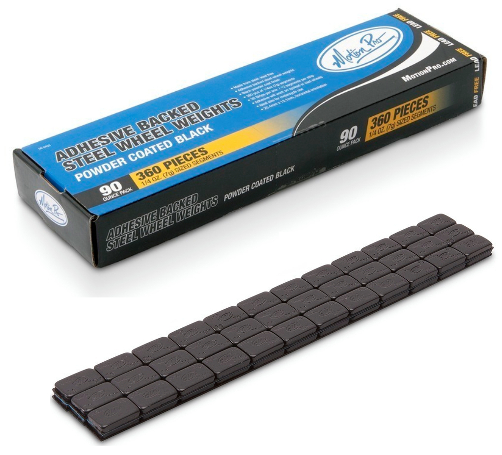 Motion Pro Steel Wheel Weights Black 360pc 1/4oz Weights/90oz Total (080453)