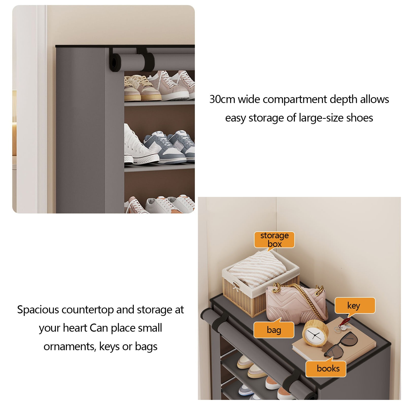 geerera Shoe Storage Rack with dust cover, 3 Layer Shoe Rack,Stackable Shoe Storage In Any Combination Space Saving Small Shoe Rack,Suitable For Closet,Front Door Entrance,Dorm, Garage