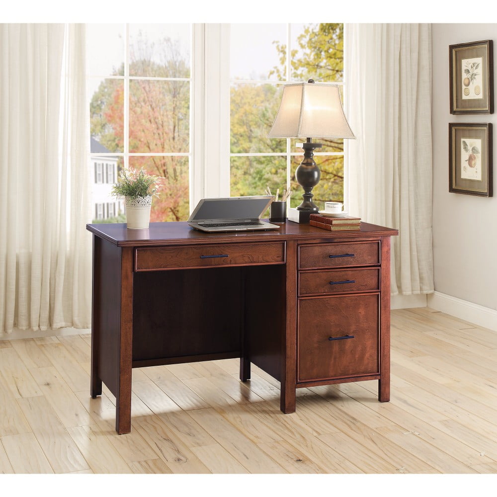 Transitional Style Office Desk with File Brown