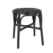 Juniper Round Black Handcrafted Rattan Backless Stool by East at Main, Unique Accent Table, Bohemian Plant Holder, Coastal Furniture (16" Diameter x 18" Height)