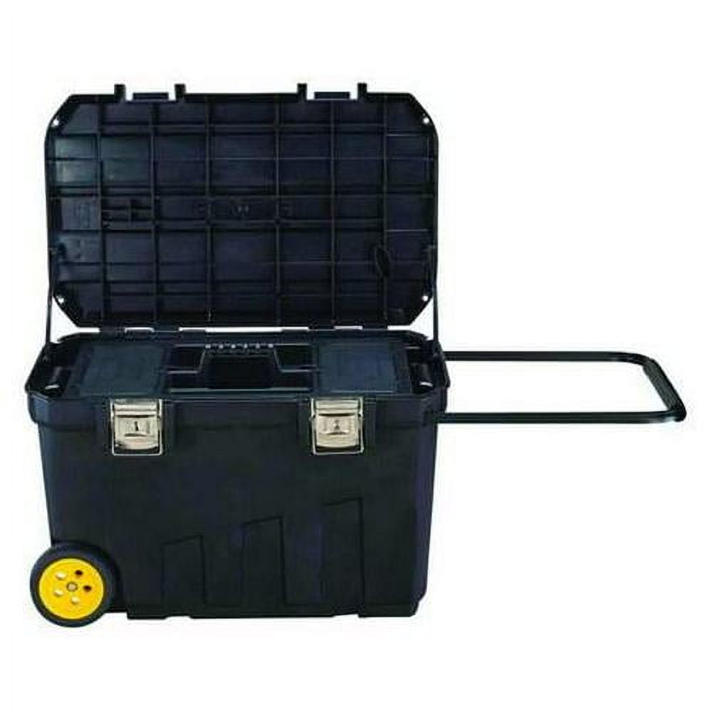 Stanley Mobile Tool Chest, 24 Gallon, 30  W x 19  D x 19  H, Plastic, Black, Tote Tray, 2 Compartments