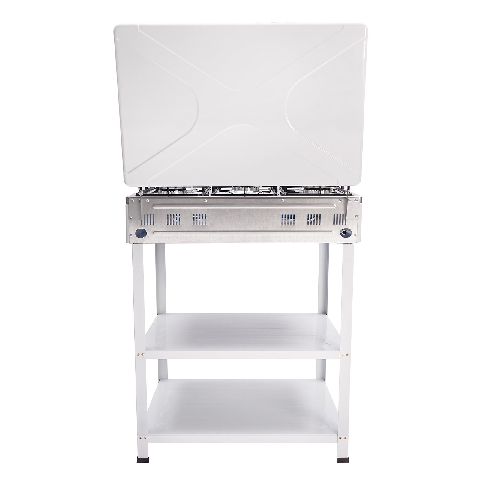 5-Burner Natural Gas Stove with Precise Control, High-Efficiency, Energy-Saving Design, Sturdy Enamel & Aluminum Construction – Includes Placement Boards, Manual Ignition & Windproof Cover