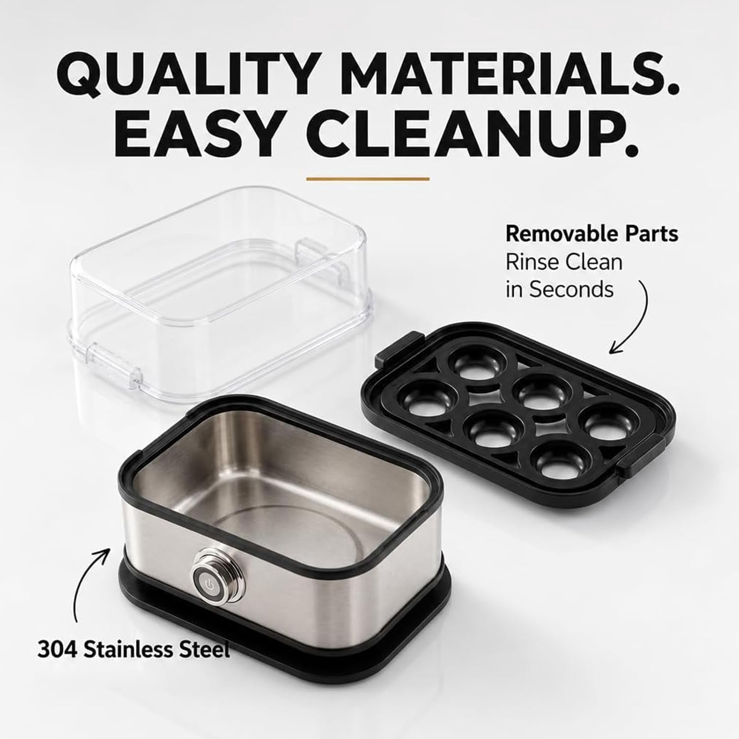 Multifunctional Egg Steamer with Clear Lid, Electric Egg Cooker 6 Egg Capacity, Compact Kitchen Eggs Steaming Pot, Mini Food Steamer for Soft Medium Hard Boiled Eggs (1pcs)