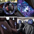 thumbnail image 4 of HUISEFOR Purple Galaxy Wolf Car Seat Cover Full Set of 14 Pcs Elastic Including Steering Wheel Cover, Belt Cover, Headrest Covers, Comfortable, Breathable, Universal Fit for Cars SUV Trucks, 4 of 5
