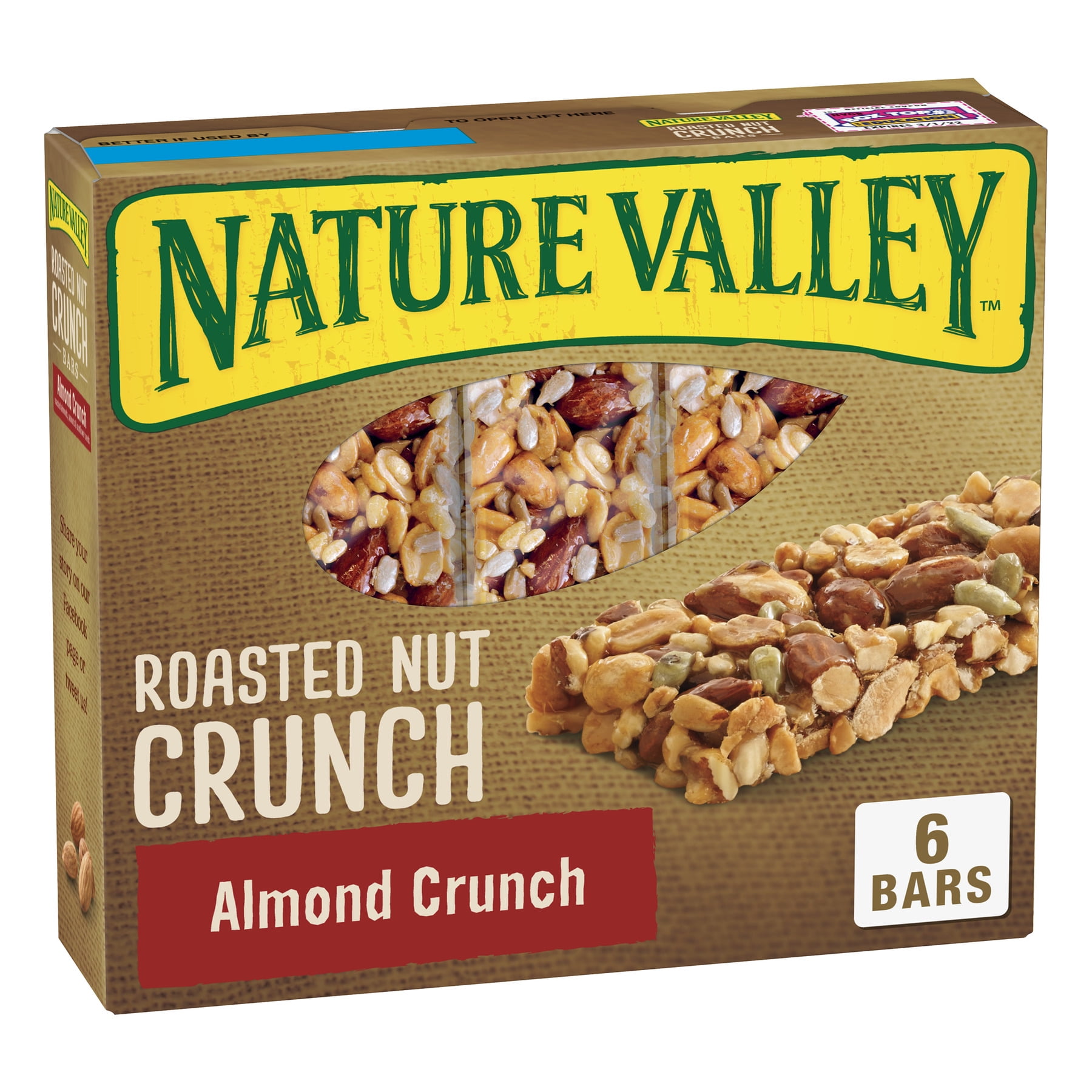 Nature Valley Roasted Nut Almond Crunch Bars, 6 Ct, 7.44 oz