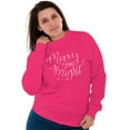 thumbnail image 3 of Cute Christmas Merry and Bright Women Crewneck Sweatshirt Brisco Brands L, 3 of 6