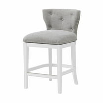 Alaterre Furniture Miranda Swivel Low Back Bar Height Bar Wood Stool, White