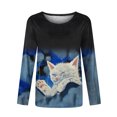 thumbnail image 4 of Blusa informal de manga larga con estampado de cuello redondo para mujer Fridja  hkj3305, 4 of 5