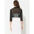 thumbnail image 3 of DARING DIVA Women's Ruffle Shrug Mesh Crop Bolero Cardigan XS Black, 3 of 6