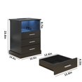 thumbnail image 7 of Veanerwood Nightstand Set of 2, Black Nightstand with Charging Station and Lights, Modern Side Table, for Bedroom Living Room, 7 of 7