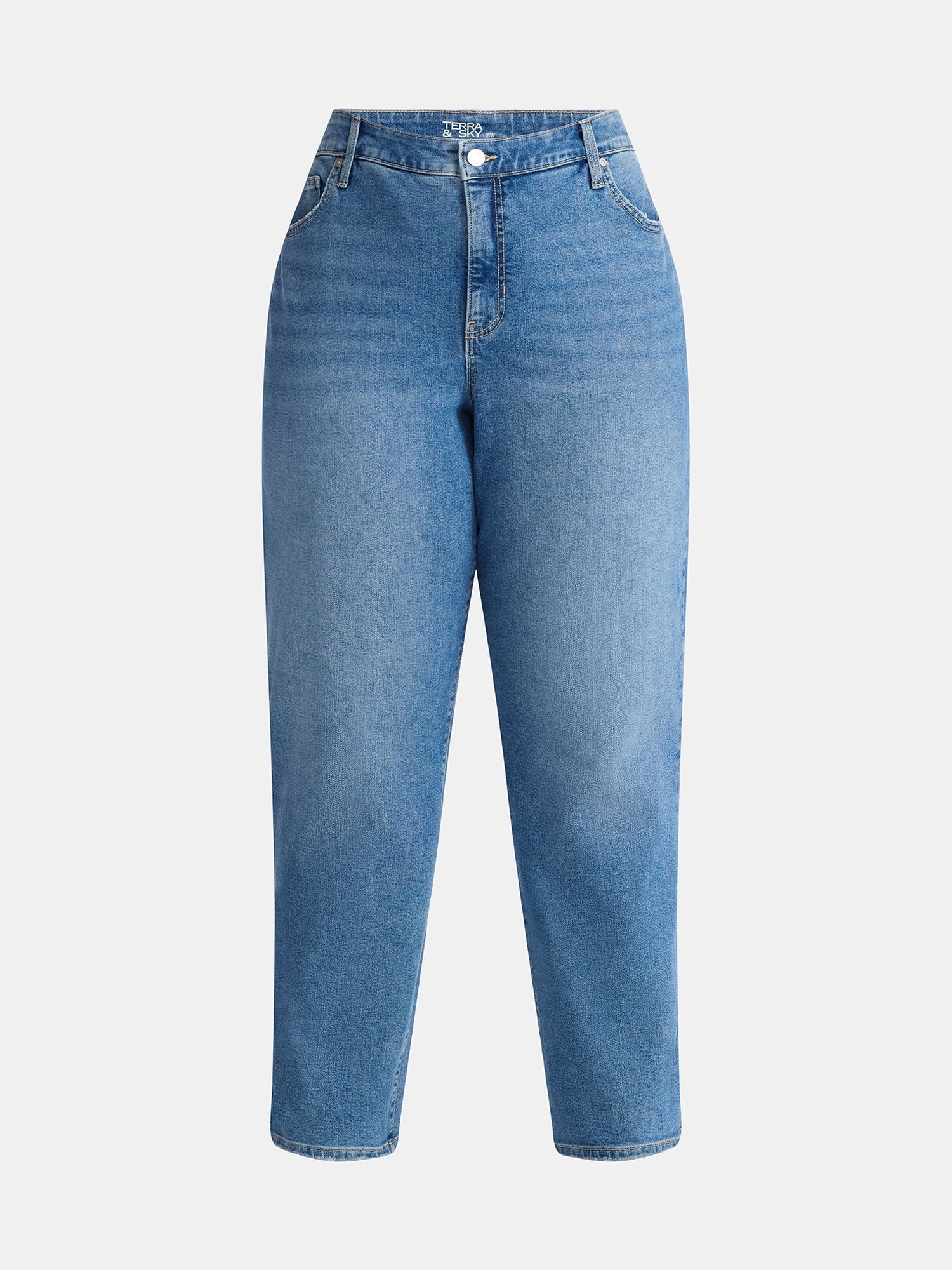 Terra & Sky Women's Plus Size Straight High Rise Jeans, Sizes 16W-26W