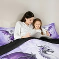 thumbnail image 5 of Erosebridal Cartoon Dragon Comforter Sets King Size,Purple Botanical Floral Rose Comforters & Duvets,Gothic Flower Bedding King Comforter Set,Microfiber Bedroom Decor Reversible，3-Piece, 5 of 8