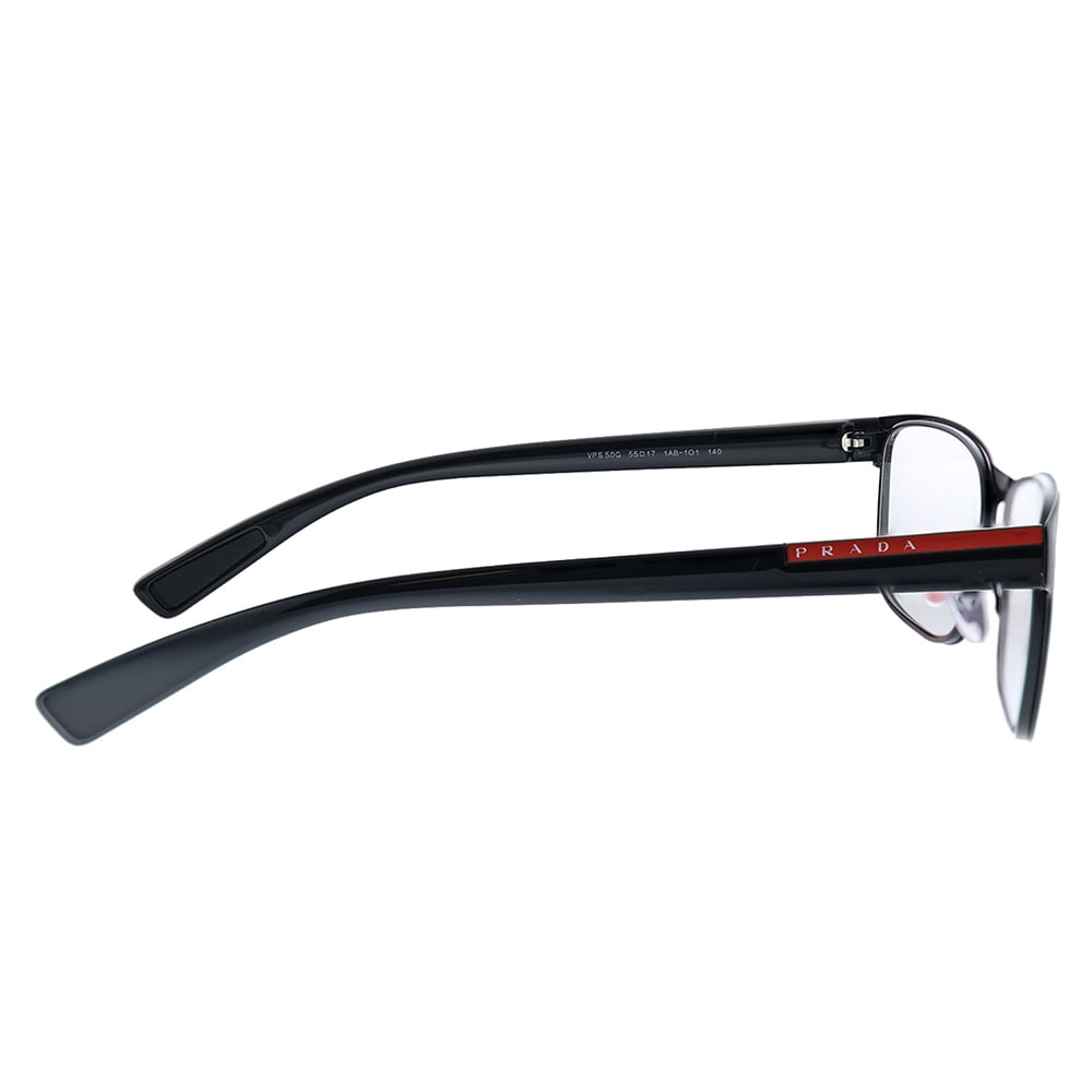 Prada Linea Rossa Lifestyle PS 50GV 1AB1O1 Black Metal Rectangle Eyeglasses 55mm