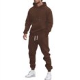 thumbnail image 2 of DHFJKG 2 Piece Sweatsuit For Men Hoodies Loose Fit Sweatshirt With Pocket Joggers Ankle-Tied Sweatpants Solid Color Athleisure Comfort Outfit, 2 of 4