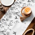 thumbnail image 3 of Table Runners 70 Inches Long Dress Scarves, Spring Leaves Farmhouse Coffee/Dining/Kitchen Table Decor, Holiday Table Runner, Grey Botanical Leaf Vines Birds Branches 13x70 Inch, 3 of 9