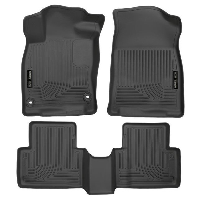 Husky Liner Floor Liner 98461 WeatherBeater; Molded Fit; Smooth Arcing Ribs/Raised Heel Pad; Black; Rubber; 3 Piece