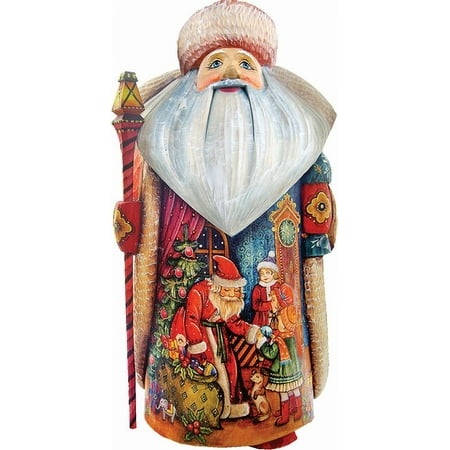 G.Debrekht 241154 Woodcarving Christmas Gift Giving Father Frost 13 in. - Woodcarved Santa