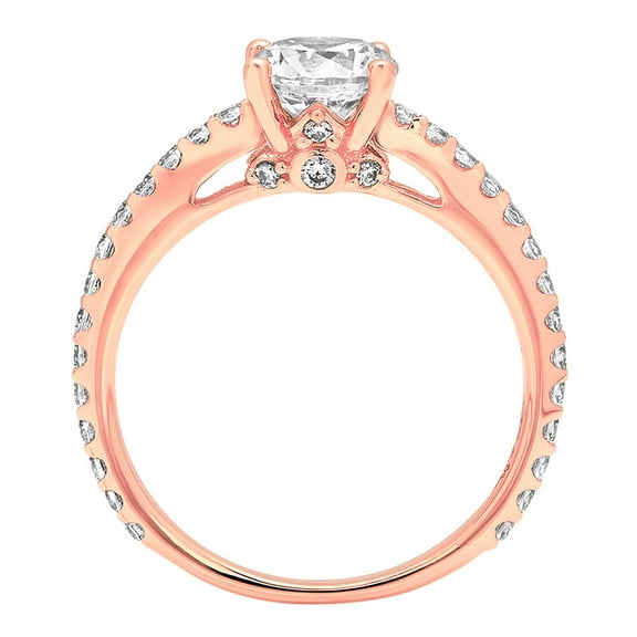 1.465 ct Round Cut Simulated Diamond Solitaire with Accents Engagement Ring for Women in 18K Rose Gold
