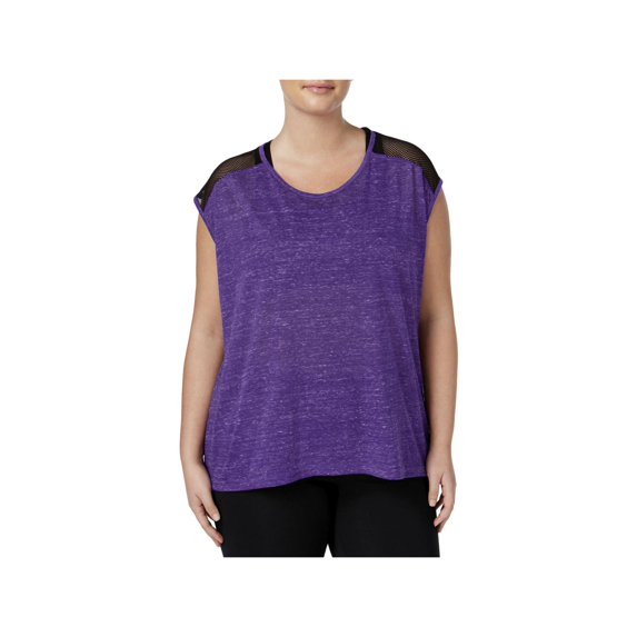 Material Girl Womens Plus Mesh Inset Fitness T-Shirt