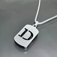 thumbnail image 5 of PULABO Jewelry Initial Pendant Necklace for Men Womens, Titanium Steel Square Letter Capital Necklace Alphabets from A-Z Figaro Chain Necklace Unisex, 5 of 9