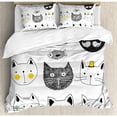 thumbnail image 3 of Ambesonne Cat Stylish Cats with Mouthache Duvet Cover Set, 3 of 3